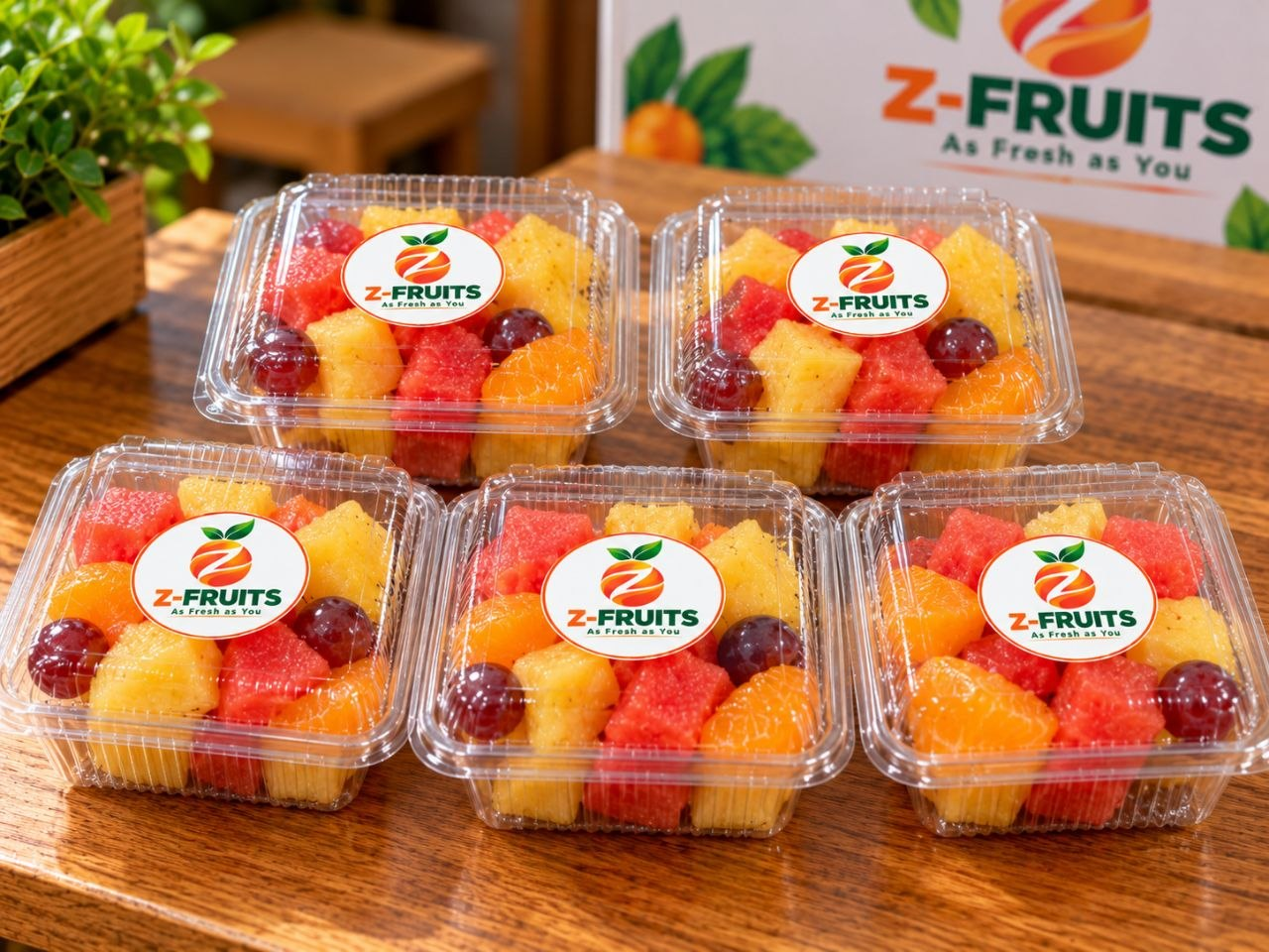 Z-FRUITS packs with watermelon, pineapple, orange and grapes